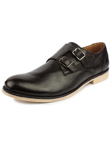 SHUMAEL Men's Brown Leather Monk...
